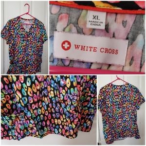 White cross scrub top